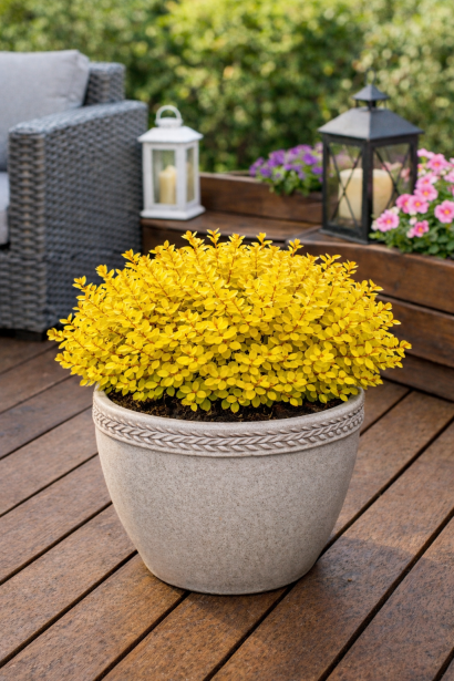 Барбарис тунберга Goldalita на терассі